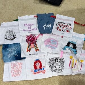 Assorted Sephora Play drawstring bags 12